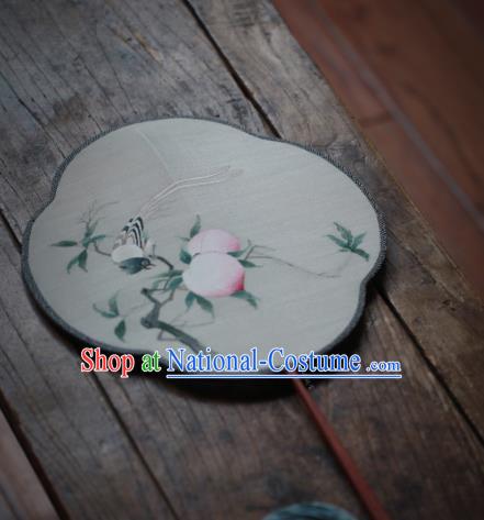 Chinese Traditional Song Dynasty Palace Fan Ancient Princess Hanfu Fans Handmade Kesi Peach Painting Pattern Silk Fan