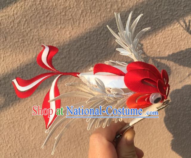 China Handmade Silk Goldfish Hairpin Traditional Song Dynasty Hair Accessories Ancient Palace Princess Hair Claw