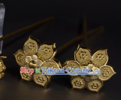 China Handmade Golden Hairpin Traditional Tang Dynasty Hanfu Hair Accessories Ancient Princess Hair Stick