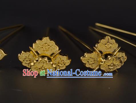 China Handmade Tang Dynasty Hairpin Traditional Hanfu Hair Accessories Ancient Princess Golden Peony Hair Stick