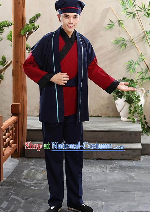 China Ancient Clothing Ming Dynasty Waiter Civilian Male Stage Performance Suits