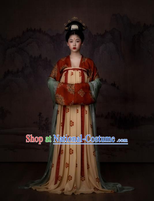 China Ancient Garment Traditional Tang Dynasty Court Princess Hanfu Dress Historical Clothing Complete Set