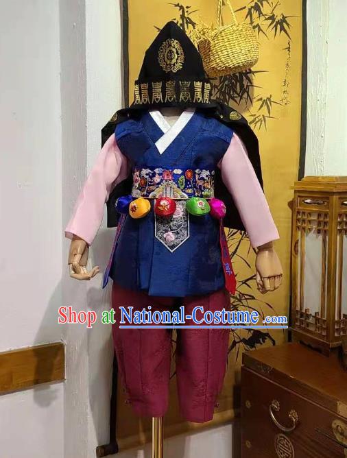 Korean Boy Prince Hanbok Clothing Korean Children Clothing Traditional Garment Costumes and Hat