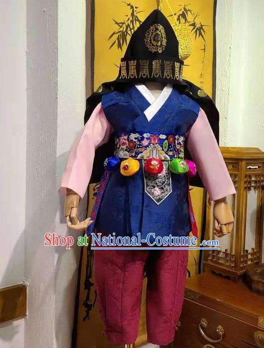 Korean Boy Prince Hanbok Clothing Korean Children Clothing Traditional Garment Costumes and Hat