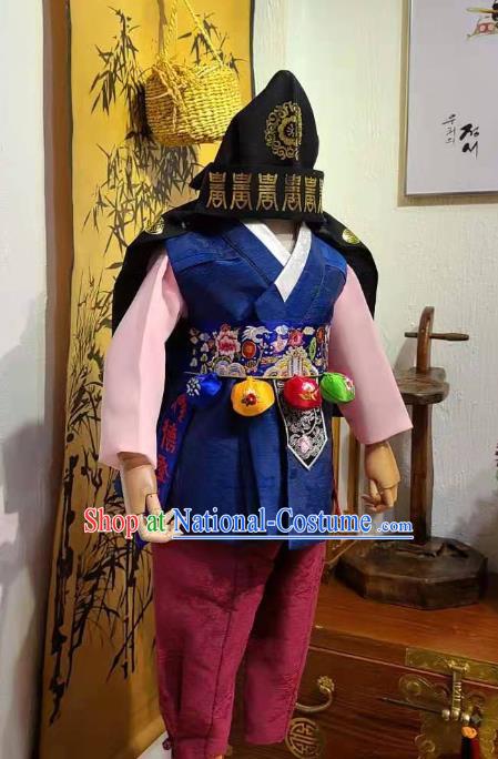 Korean Boy Prince Hanbok Clothing Korean Children Clothing Traditional Garment Costumes and Hat