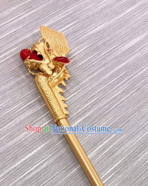 Korean Court Bride Hairpin Traditional Wedding Hair Accessories Korea Stage Performance Golden Dragon Hair Stick