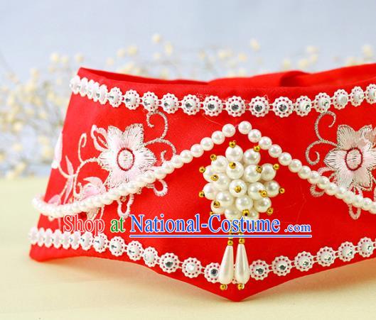 Korea Bride Headwear Korean Court Princess Headdress Traditional Wedding Hanbok Red Hat