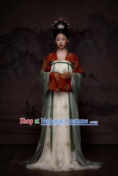 China Ancient Tang Dynasty Court Princess Hanfu Dress Historical Garments Clothing for Women