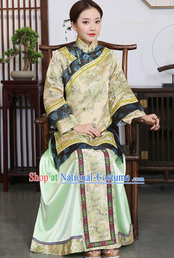 China Ancient Young Mistress Garments Traditional Qing Dynasty Civilian Woman Historical Clothing