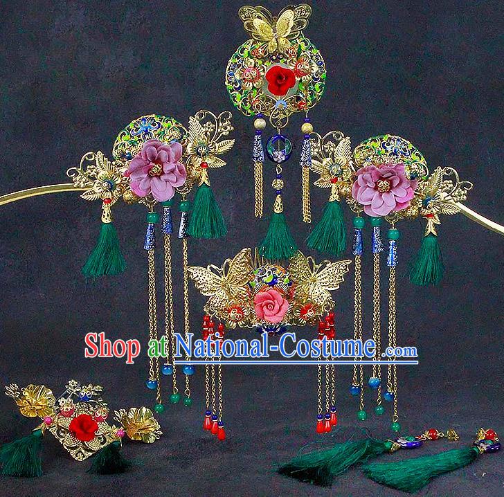 China Traditional Wedding Headwear Classical Bride Hairpins Hair Accessories