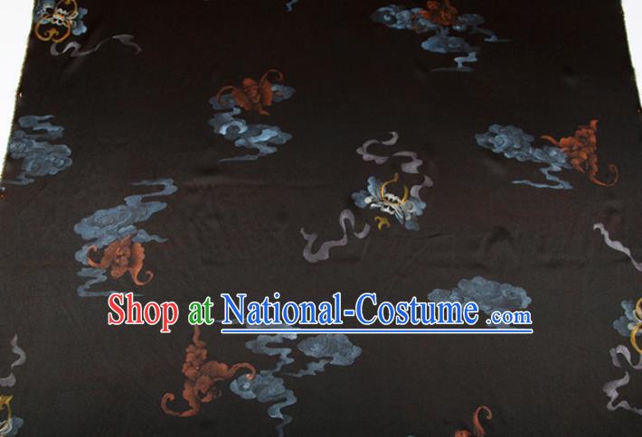 China Gambiered Guangdong Gauze Traditional Fabric Classical Butterfly Pattern Black Silk