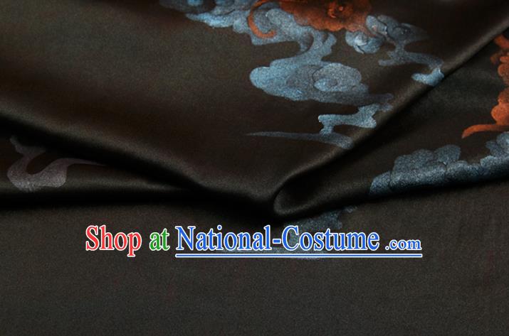 China Gambiered Guangdong Gauze Traditional Fabric Classical Butterfly Pattern Black Silk