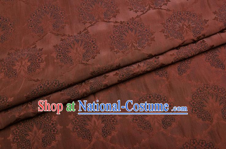 China Traditional Cheongsam Silk Fabric Classical Pattern Brown Gambiered Guangdong Gauze Cloth