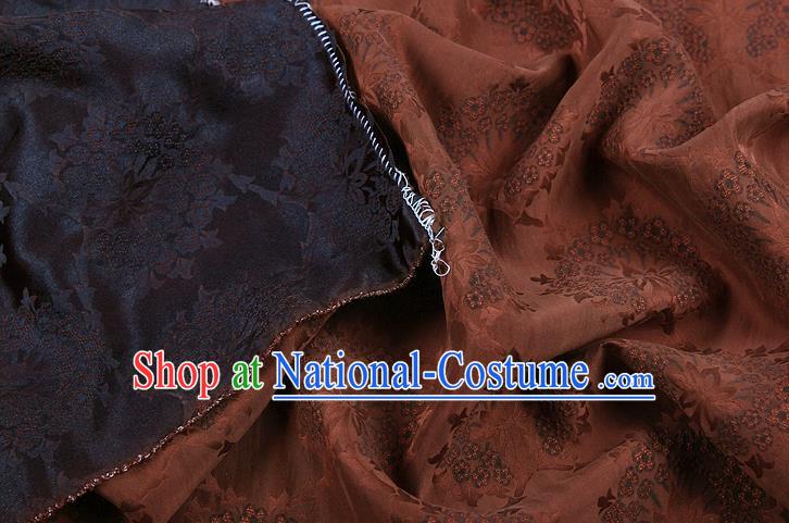 China Traditional Cheongsam Silk Fabric Classical Pattern Brown Gambiered Guangdong Gauze Cloth