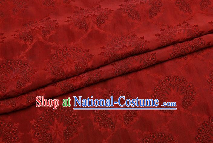 China Traditional Flowers Pattern Silk Fabric Classical Cheongsam Red Gambiered Guangdong Gauze