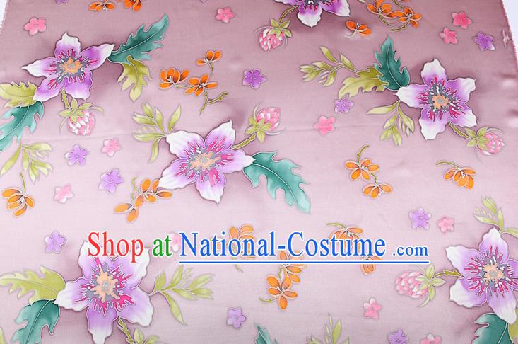 China Classical Cheongsam Satin Drapery Traditional Flowers Pattern Pink Brocade Printing Silk Fabric