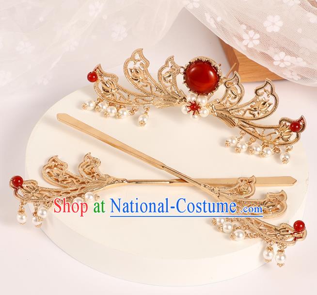 China Traditional Song Dynasty Princess Hair Sticks Ancient Palace Lady Golden Hairpin