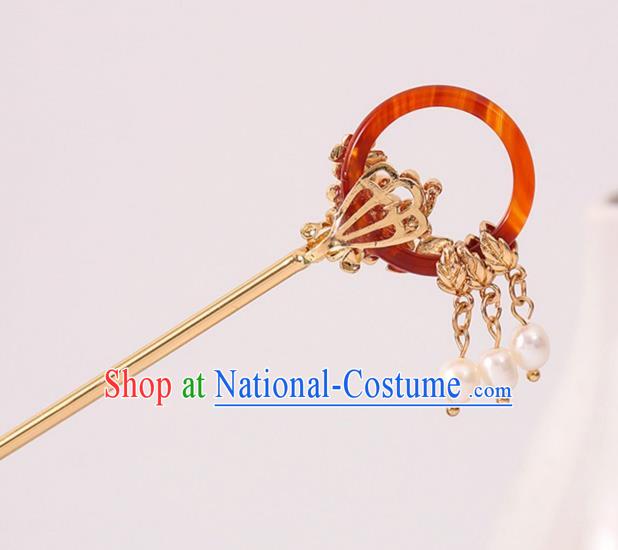 China Traditional Hanfu Hair Stick Ancient Princess Pearls Tassel Hairpin