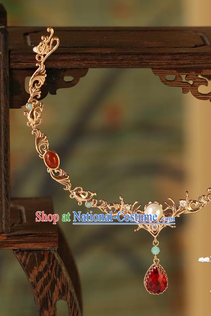 China Traditional Tang Dynasty Palace Lady Hair Jewelry Ancient Princess Eyebrow Pendant