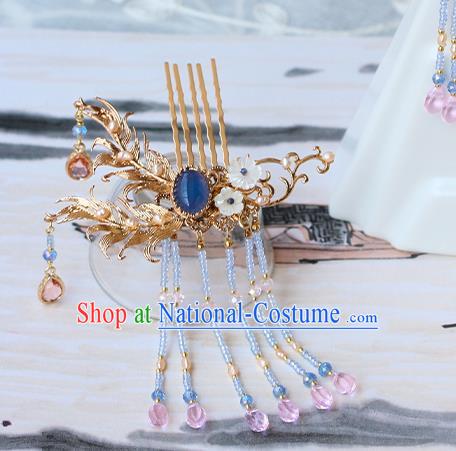 China Traditional Hanfu Hairpin Ancient Princess Beads Tassel Hair Comb