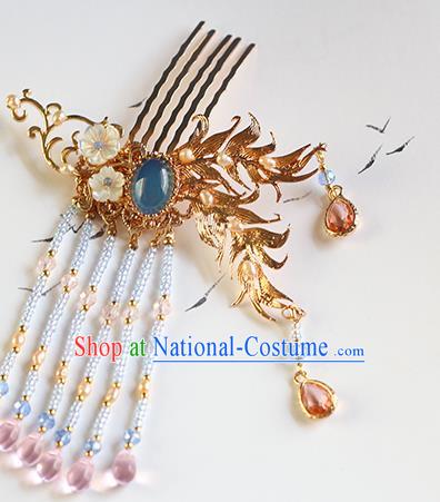 China Traditional Hanfu Hairpin Ancient Princess Beads Tassel Hair Comb