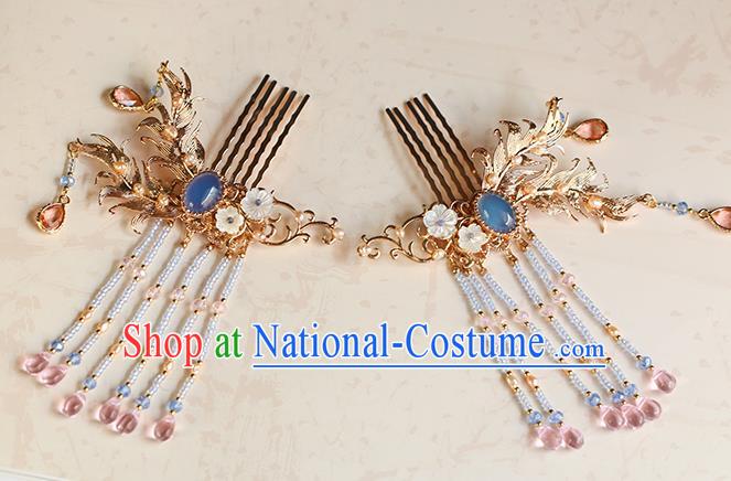 China Traditional Hanfu Hairpin Ancient Princess Beads Tassel Hair Comb