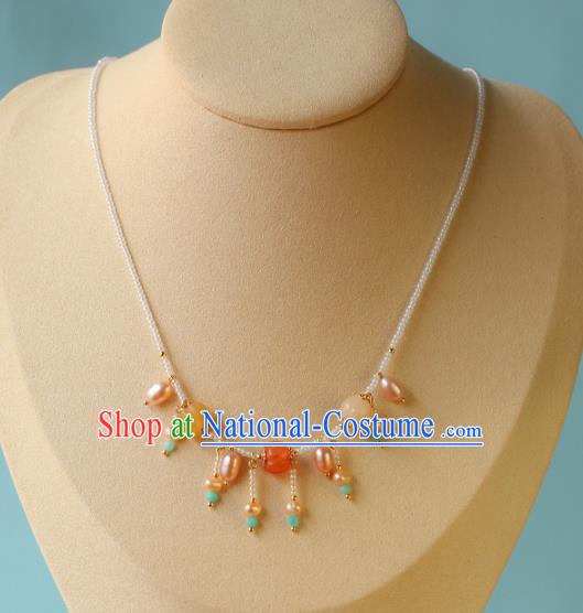 Chinese Traditional Tang Dynasty Pearls Necklace Accessories Ancient Court Beauty Necklet