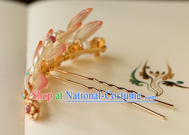 China Traditional Song Dynasty Beads Hairpin Ancient Palace Lady Hair Crown