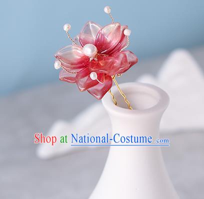 China Traditional Cheongsam Hairpin Ancient Princess Pink Sakura Hair Stick