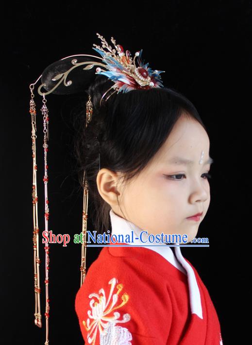 China Ancient Ming Dynasty Bride Hairpin Traditional Wedding Red Phoenix Tassel Hair Crown