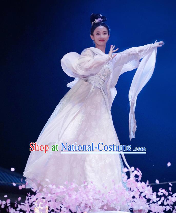 China Ancient Goddess White Hanfu Dress Traditional Television Drama My Heroic Husband Nie Yunzhu Clothing