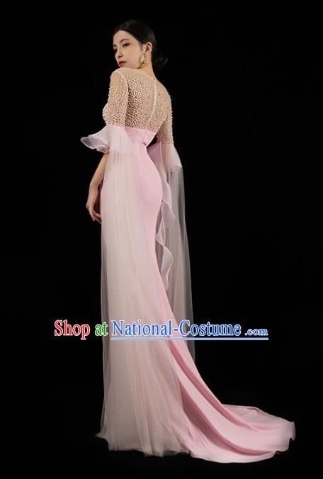 Top Grade Catwalks Compere Pink Mermaid Dress Annual Meeting Clothing Stage Show Wedding Full Dress