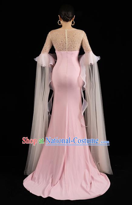 Top Grade Catwalks Compere Pink Mermaid Dress Annual Meeting Clothing Stage Show Wedding Full Dress