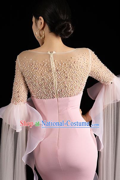 Top Grade Catwalks Compere Pink Mermaid Dress Annual Meeting Clothing Stage Show Wedding Full Dress