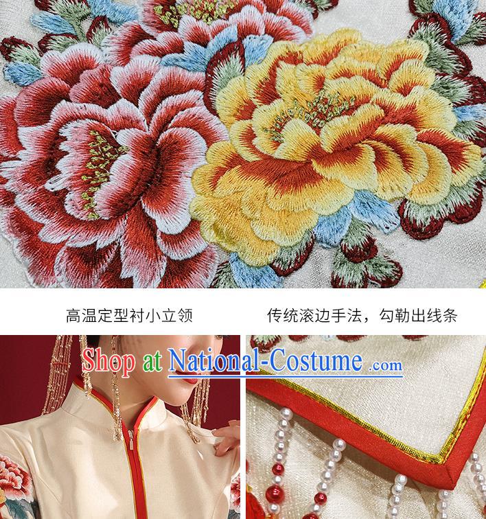 China Classical Embroidered Phoenix Peony Wedding Dress Traditional Bride Xiuhe Suit Costumes