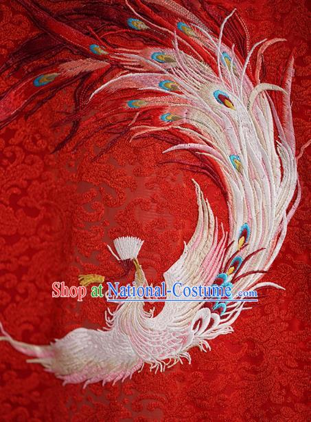 China Traditional Tang Dynasty Empress Wedding Costumes Ancient Bride Embroidered Red Hanfu Dress