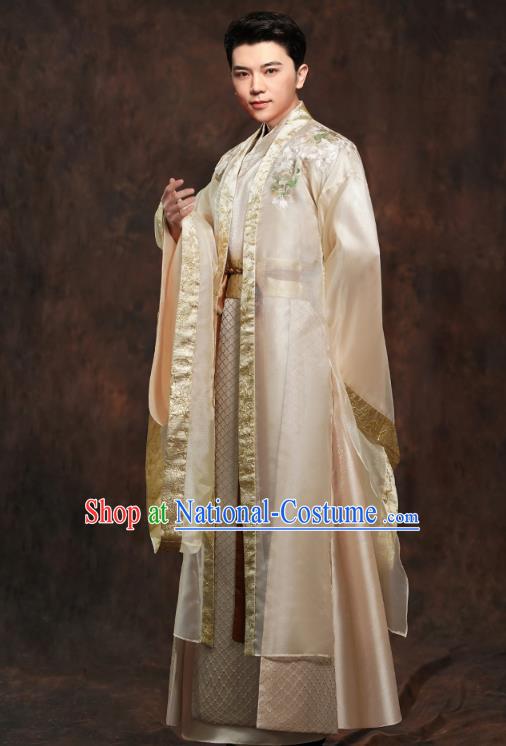 Chinese Ancient Prince Golden Clothing Traditional Song Dynasty Wedding Costumes