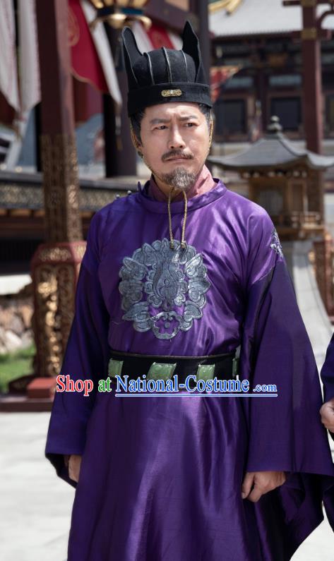 China Ancient Prime Minister Costumes Television Drama My Heroic Husband Qin Siyuan Traditional Official Robe Clothing