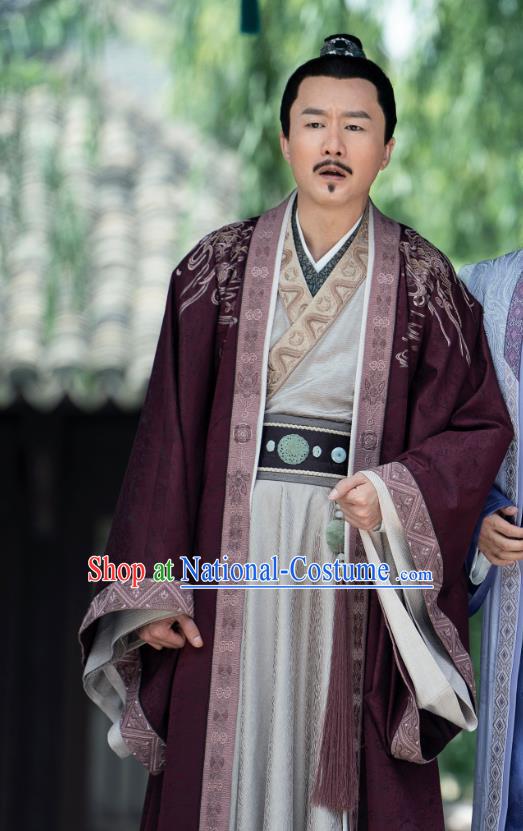 China Ancient Elderly Gentlemen Costumes Traditional History Drama Ming Dynasty Milord Clothing