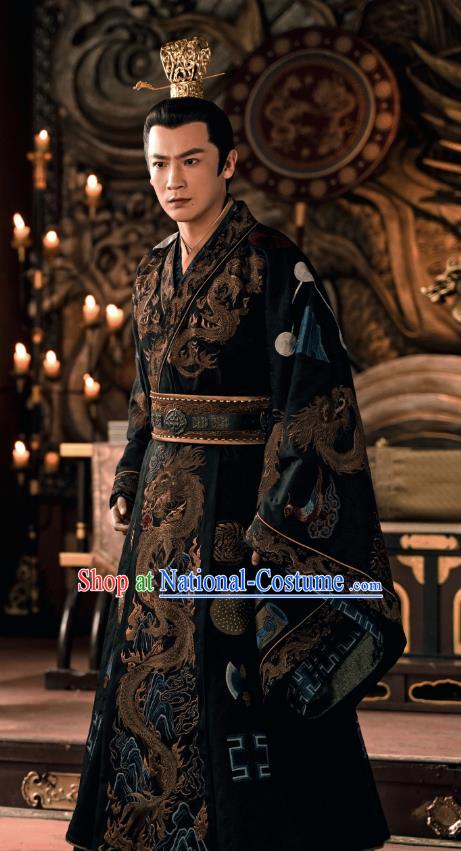 China Ancient Emperor Costumes Traditional History Drama Ming Dynasty Royal King Replica Clothing and Headwear