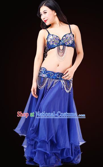 Asian Oriental Dance Bra and Skirt Stage Performance Royalblue Uniforms Indian Belly Dance Costumes