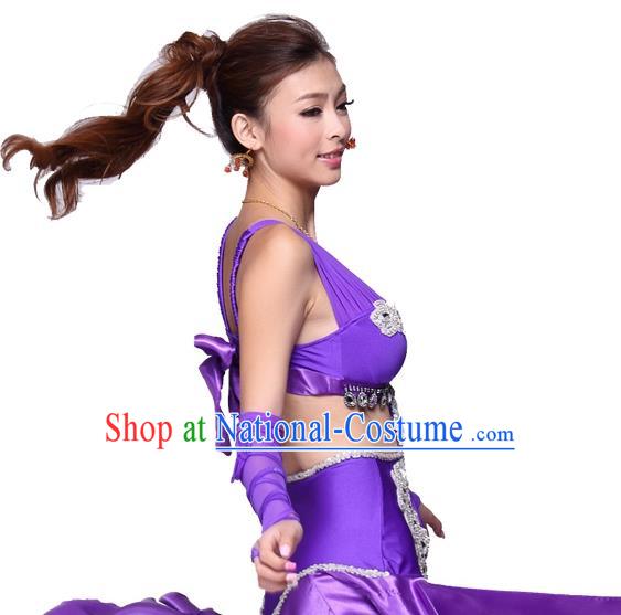 Asian Belly Dance Performance Costumes Raks Sharki Dancewear Indian Oriental Dance Purple Uniforms