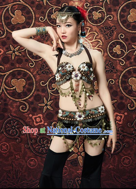 Indian Oriental Dance Sexy Black Uniforms Asian Belly Dance Performance Costumes