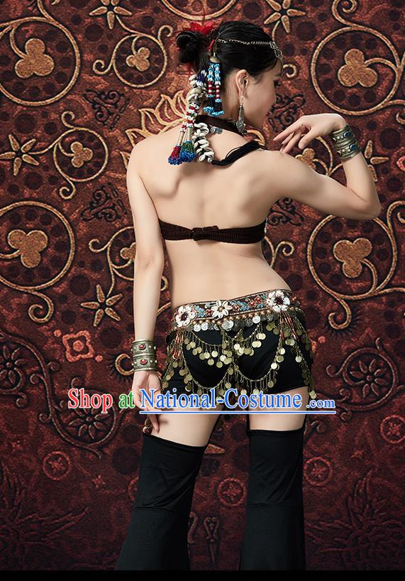 Indian Oriental Dance Sexy Black Uniforms Asian Belly Dance Performance Costumes