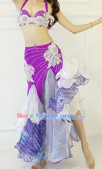 Indian Oriental Dance Purple Uniforms Asian Belly Dance Performance Costumes Raks Sharki Dancewear