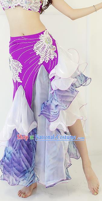 Indian Oriental Dance Purple Uniforms Asian Belly Dance Performance Costumes Raks Sharki Dancewear