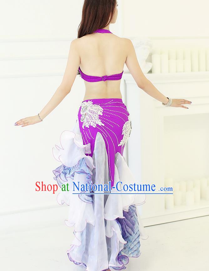 Indian Oriental Dance Purple Uniforms Asian Belly Dance Performance Costumes Raks Sharki Dancewear