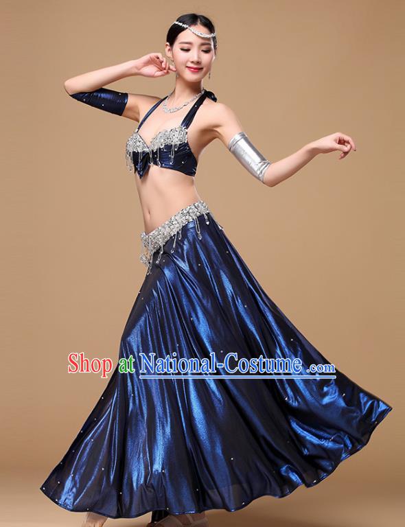 Indian Dance Performance Clothing Asian Belly Dance Training Bra and Royalblue Skirt Oriental Dance Uniforms