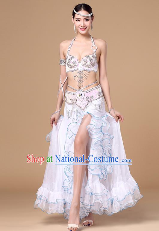 Asian Oriental Dance Costumes Performance Beads Tassel Bra and Skirt Indian Traditional Belly Dance Uniforms