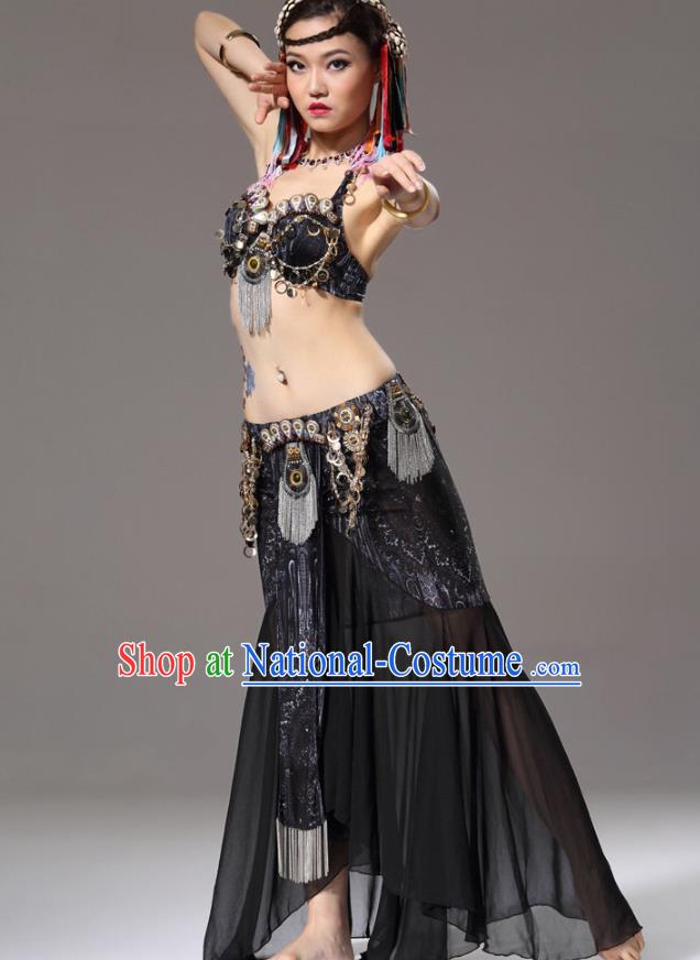 Asian Oriental Dance Costumes Primitive Tribe Performance Dress Traditional Indian Belly Dance Black Uniforms